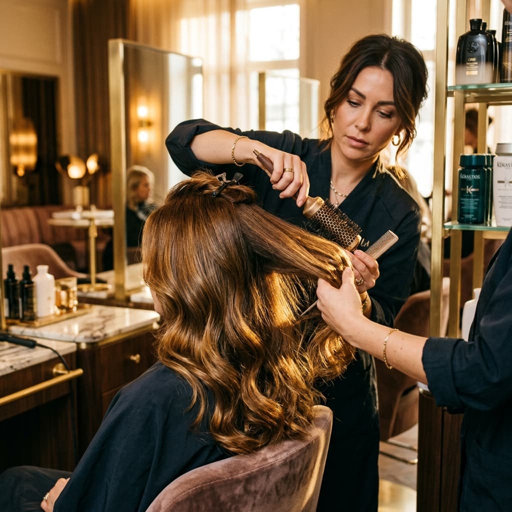 Stylist working on hair styling