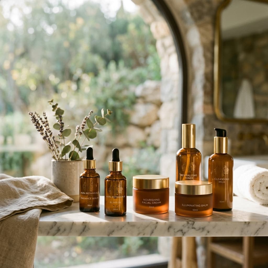 Premium skincare products on display